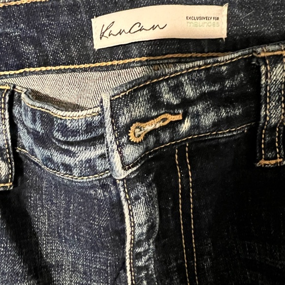 Maurices Kancan Dark Wash Straight Leg Blue Distressed Jeans Size 28 - Picture 3 of 9